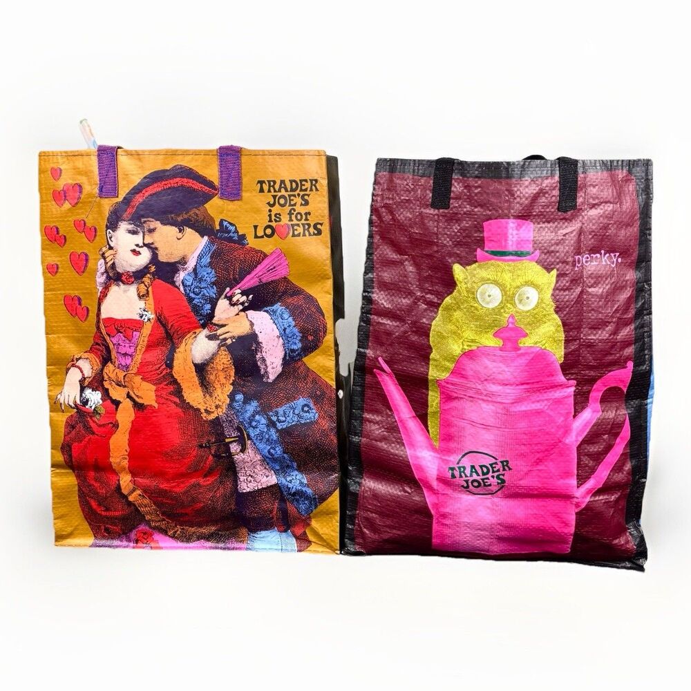 PAIR Trader Joe’s Bags VA Ham Lovers & Uncorny Pesky Tote Eco Reusable Shopper